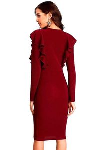 Red Ruffle Bodycon Dress