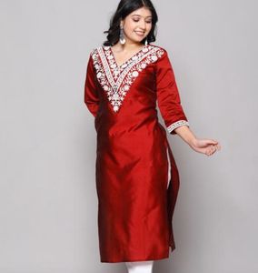 Elegant Maroon Embroidered Kurti