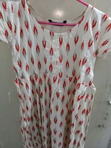 White Ikat Print Frock