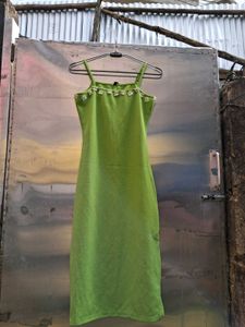 Upcycled Self Design Green Bodycon Dress