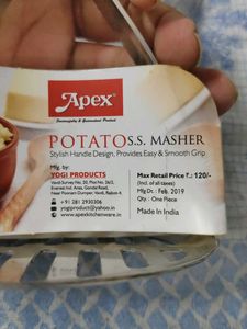 tainless Steel Potato Masher &amp; Vegetable Smasher f