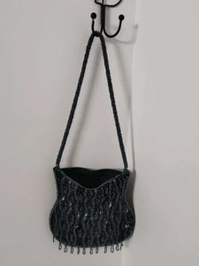 Black Beaded Shoulder Bag