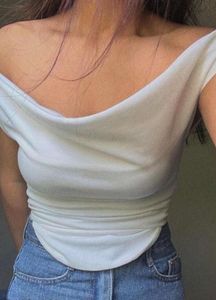 drapped white crop top