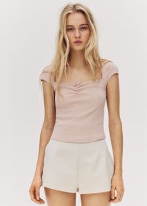 Price Down -H&amp;M Gathered Cap Sleeved Top DustyPink