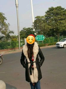 Fur Collar Black Coat