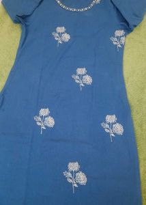 Blue Embroidered Zudio Kurti