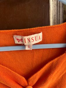 INSUA Orange Button-Up Top