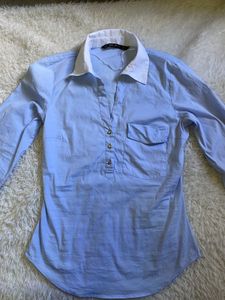 Blue Zara Basic Fitted Shirt