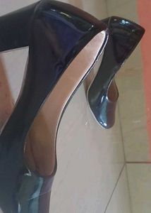 Black Patent Leather Block Heel Pumps