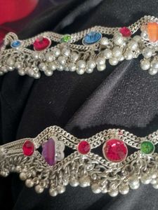 Silver Pleated Anklets