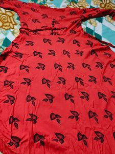 Red Leaf Print Dress