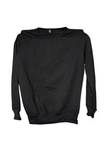 Black Cotton Crewneck Tee