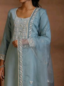 LIBAS Blue Yoke Design Suit Dupatta Pant Set