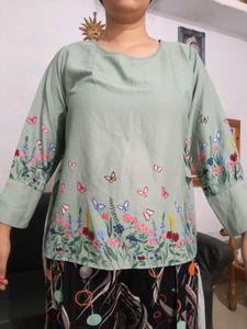 Green Floral Top