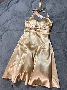 Champagne Halter Neck Mini Dress