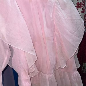 Pink Ruffle Chiffon Top
