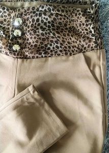Stylish Tan Animal Print Pants