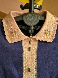Navy Blue Collar Sweater