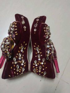 Embellished Maroon Flats