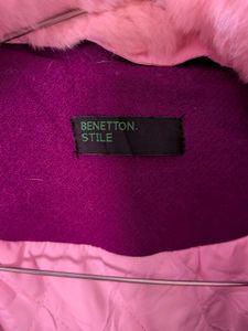 Purple Coat Faux Fur Collar