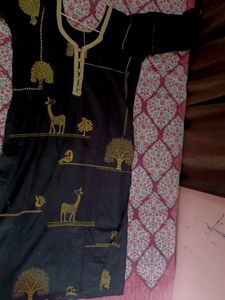 Black Kurti  With 3/4 Sleeves