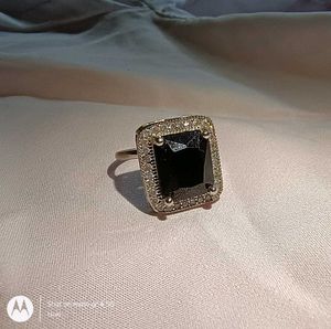 American diamond ring black onyx stone