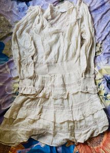 Tiered Ruffle Mini Dress Pure Cotton