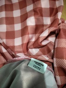 Red Gingham Maxi Dress with Slit