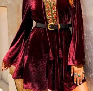 Burgundy Velvet Mini Dress