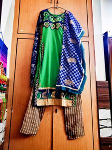 New Elegant Embroided Kurta Pant Dupatta Set