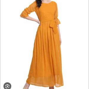 Women FIT &amp; FLARE GOWN MUSTARD YELLOW