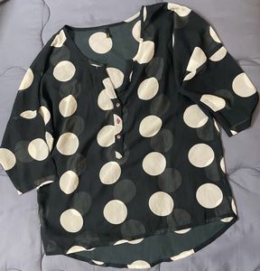 Beneton Polka Dots Sheer Chiffon Top large