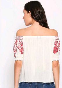 Embroidered Off-Shoulder Top