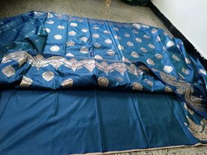New peacock blue semi silk saree