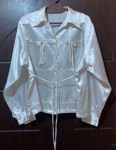 Satin Tie Detail Shirt/Top