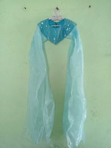 NEW SKY BLUE LAYER DESIGN GOWN WITH NECK DUPATTA