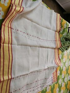 Elegant White &amp; Red Saree