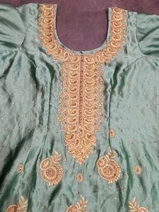 Beautiful Embroidered Crepe And Satin Salwar Kurti