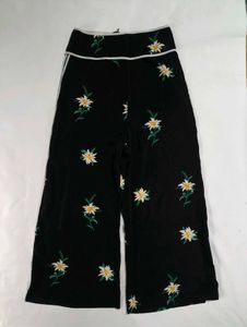Black Wide Leg Women&#39;s Plazoo | Flower Printed