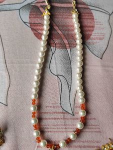 Beautiful orange and white stone-beads s