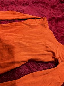 Orange Naughty  Crop Top With Neck Chain