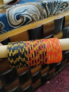 black and orange bangle set