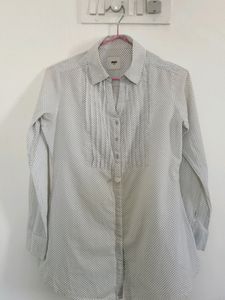Max Full Sleeves White Shirt With Polka Dots