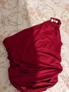 Savanna Burgundy One-Shoulder Top