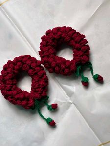 Red Crochet Scrunchies - Set of 2