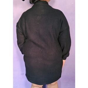Plus Black high Neck Look Dress With Baloon Sleve