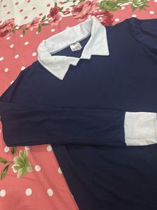Navy Blue Collared Top