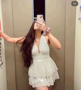 Halter Tie Up White Dress