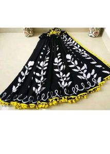black and yellow coloured handblock printed cotton