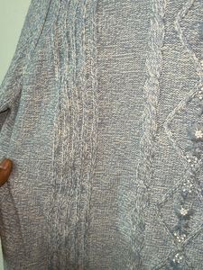 Blue Embellished Knit Sweater